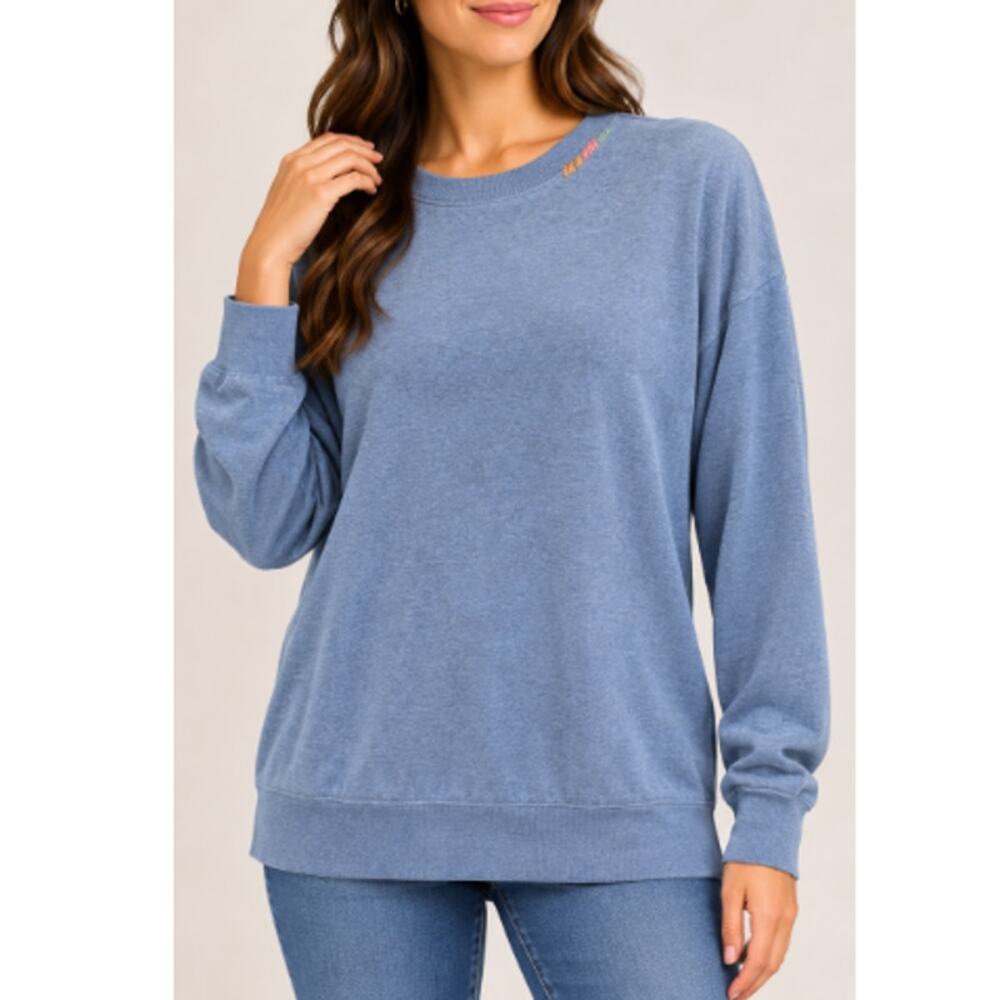 New P.J. Salvage Women's Blue Crew Neck Sweatshirt Size XS